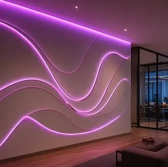 Example concept image: lobby line-art wall, rendered in the site style