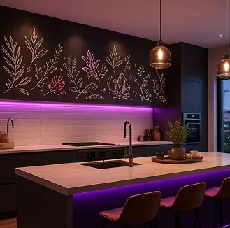 Example concept image: kitchen botanical decals, rendered in the site style