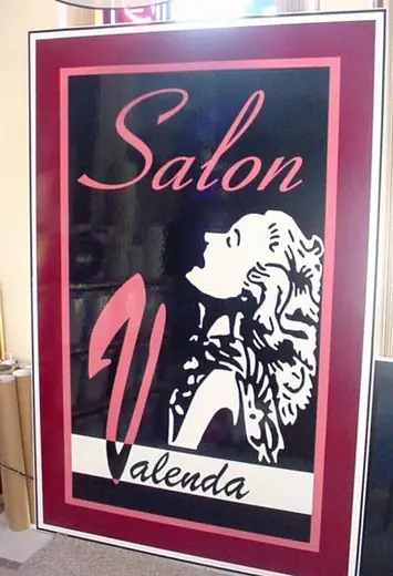 Tall printed salon panel with an illustrated woman